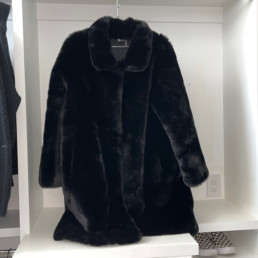 Love Token Black Faux Fur Coat
